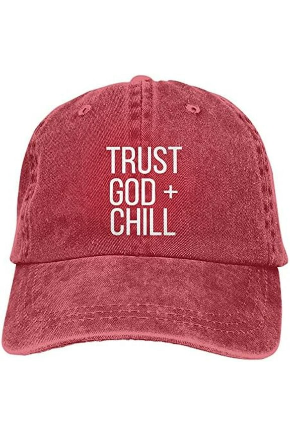 Trust God and Chill Hat Baseball Cap Adjustable Washable Cowboy Hat Fishing Hat Dad Sun Hat Snapback Hat for Unisex