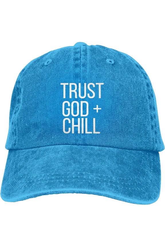 Trust God and Chill Hat Baseball Cap Adjustable Washable Cowboy Hat Fishing Hat Dad Sun Hat Snapback Hat for Unisex