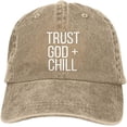 thumbnail image 1 of Trust God and Chill Hat Baseball Cap Adjustable Washable Cowboy Hat Fishing Hat Dad Sun Hat Snapback Hat for Unisex, 1 of 7