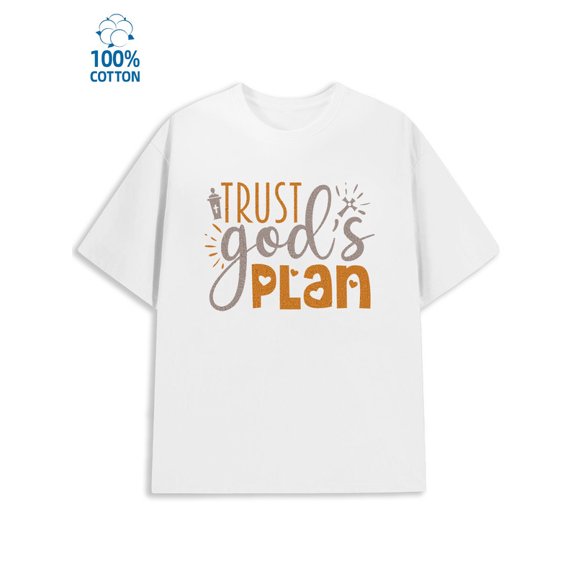 Trust God's Plan mens Jesus 180G 100% Cotton white witty Classic Unisex Shirt Cotton tshirts Classic Unisex Shirt Graphic Tee tshirts Retro Unisex Shirt Printed tshirts
