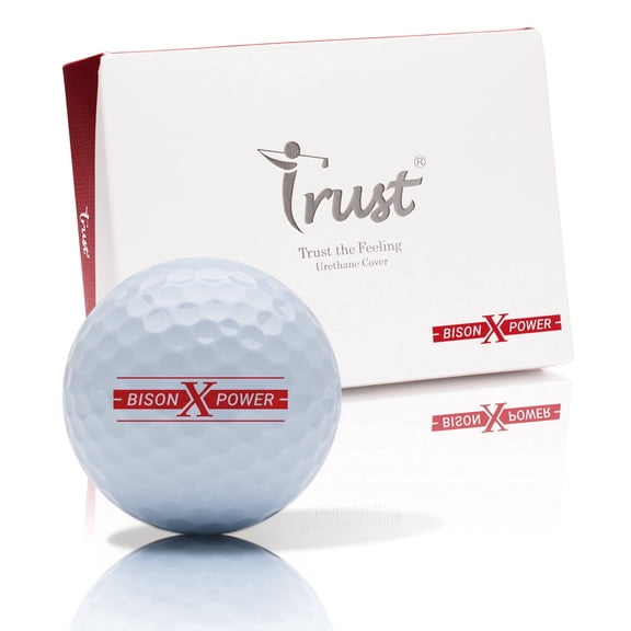 Trust Golf Ball | Bison X Power | Designed for Professionals and Low Handicappers | Maximum Distance | Stopping Power | Soft Feel | Straight Flight | Urethane Cover | White | 12 Balls
