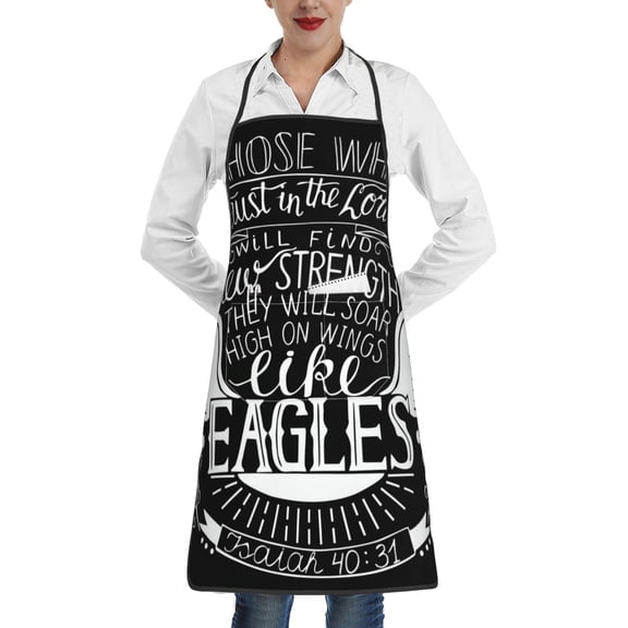 Trust In Lord Powerful Quotes Apron with Pocket Cooking Waterproof Bib Aprons for Kitchen Baking Chef Gardening BBQ
