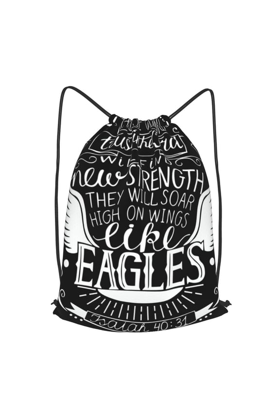 Trust In Lord Powerful Quotes Drawstring Backpack Gym String Bag Sports Sackpack Cinch Sack, Large