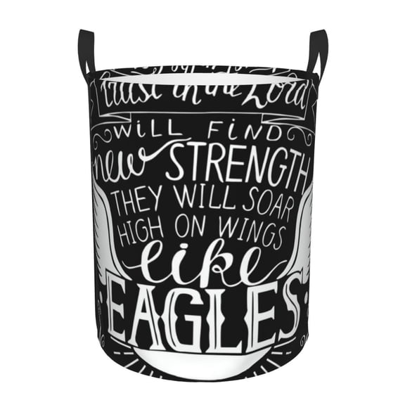 Trust In Lord Powerful Quotes Foldable Laundry Hamper with Handle Storage Basket for Clothes Toys & Organizing