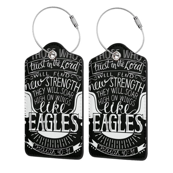 Trust In Lord Powerful Quotes Luggage Tag for Suitcase 2 Pack Leather Travel Bag Baggage Identifiers Privacy Cover ID Label