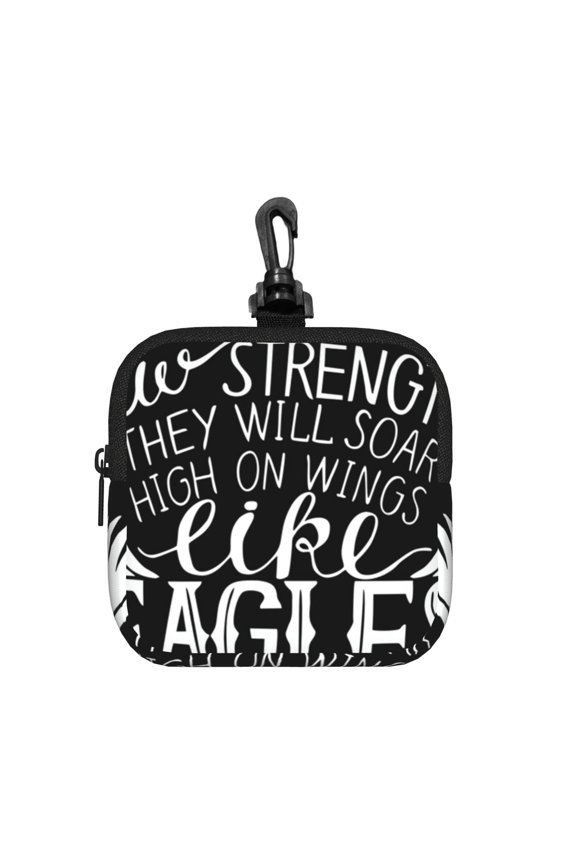 Trust In Lord Powerful Quotes Square Gear Pouch with Lobster Clasp Waterproof Tech Accessory Organizer, Key & Coin Case