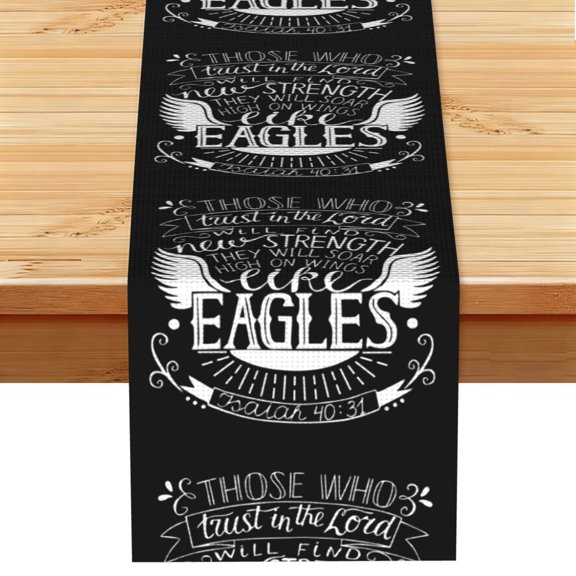 Trust In Lord Powerful Quotes Table Runner 13x72 Inch for Dining Table Kitchen Wedding Party Decor Fireplace Mantle