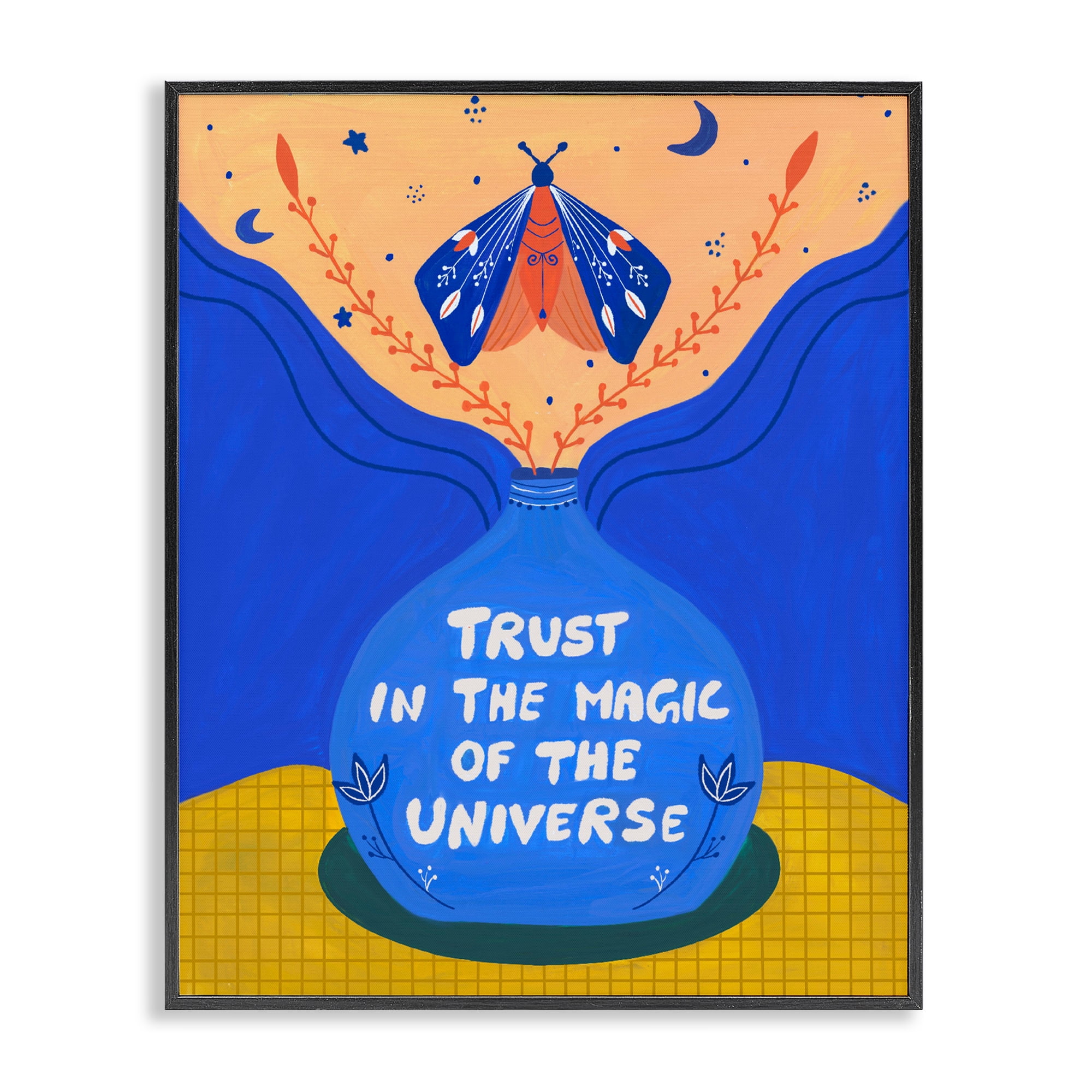 Trust In Magic Of Universe Black Framed Giclee Art, design by Nabeela Rumi