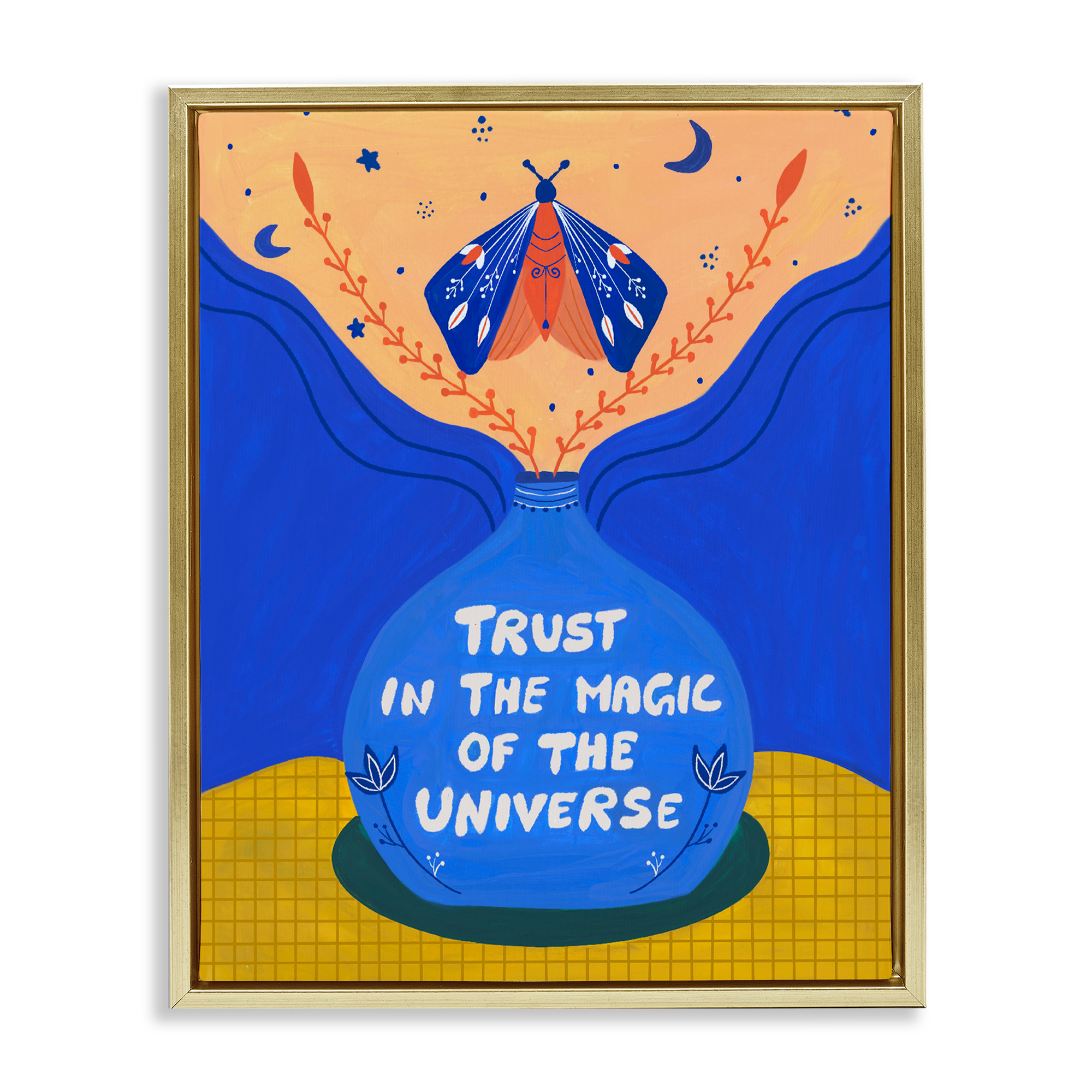 Trust In Magic Of Universe Gold Framed Floater Canvas Wall Art, design by Nabeela Rumi