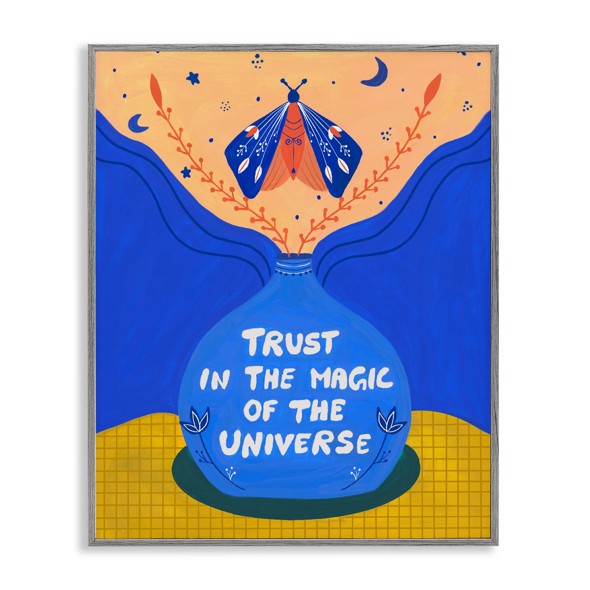 Trust In Magic Of Universe Gray Framed Giclee Art, design by Nabeela Rumi