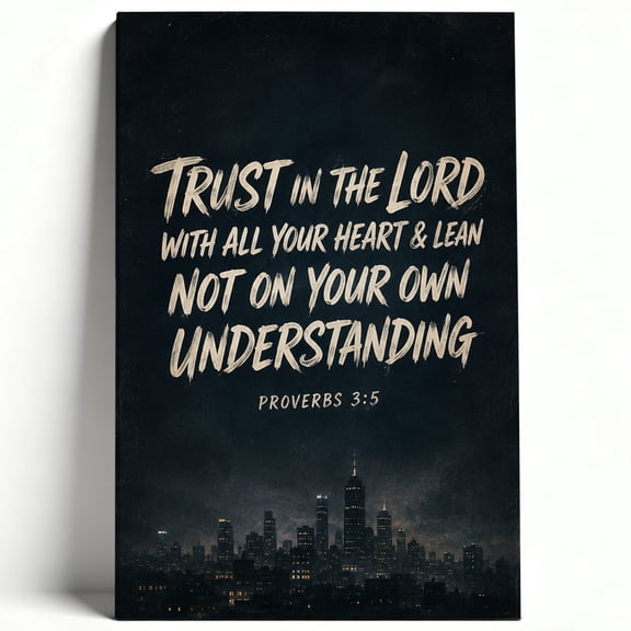 Trust In The Lord Canvas Wall Art, Christian Bible Verse Scripture Poster, Proverbs 3:5 Religious Faith Decor For Living Room Bedroom 8*12