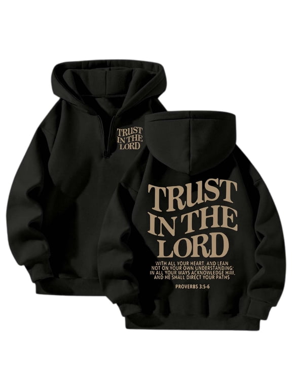 Trust In The Lord Graphic Christian Hoodie for Women Half Zip Bible Verse Sweatshirt Teens Preppy Tops 2026