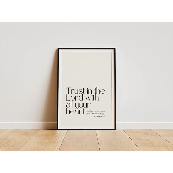 Trust In The Lord Wall Art Print, Proverbs 3:5 Christian Decor