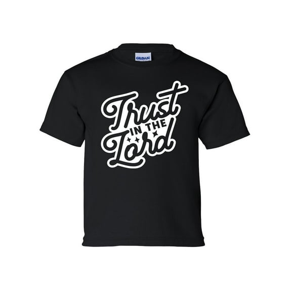 Trust In The Lord Youth Unisex Kids Christian Short Sleeve T-shirt Graphic Tee Graphic Tee-Black-small