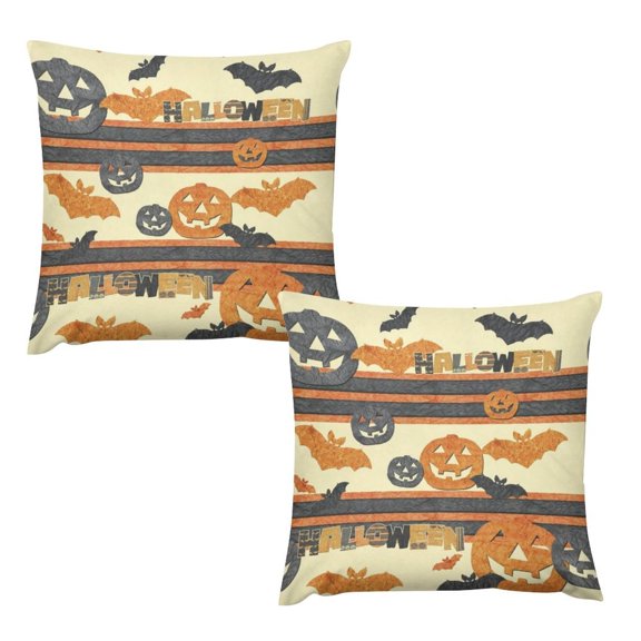 Happy Pumpkin And Bat Plush Pillow Case Square Pillow Covers Cushion Covers For Home Car Decorative Cotton
