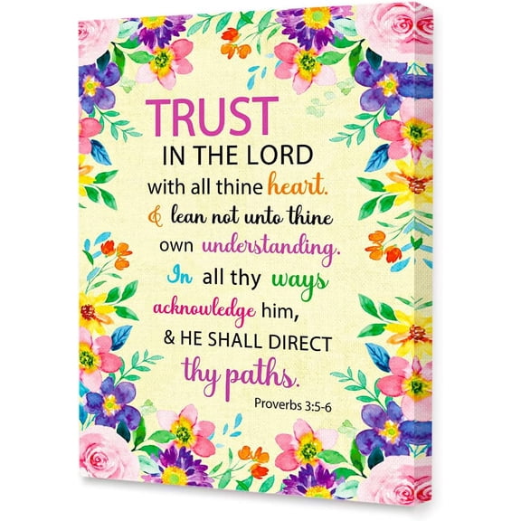Trust In The Lord Inspirational Bible Wall Art Canvas,Verses Christian Canvas Framed Wall Art Ready to Hang for Girls Women Christians Bedroom Office Livingroom Home Wall Decor 12''''x15''''