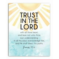Trust in the Lord Poster, Christian Religious Art, Inspirational, Motivational Print, Bible Quotes, BiblePrint - Decor for Home, Bedroom, Nursery, Kids Room, Dorm, Gift