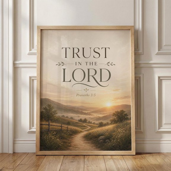 Trust Lord Proverbs Christian Landscape Neutral Bible Verse Poster Unframed Paper Print