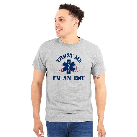 Trust Me An EMT Emergency Medical Tech Plus Size Crewneck Graphic Tee Shirt Brisco Brands 3X
