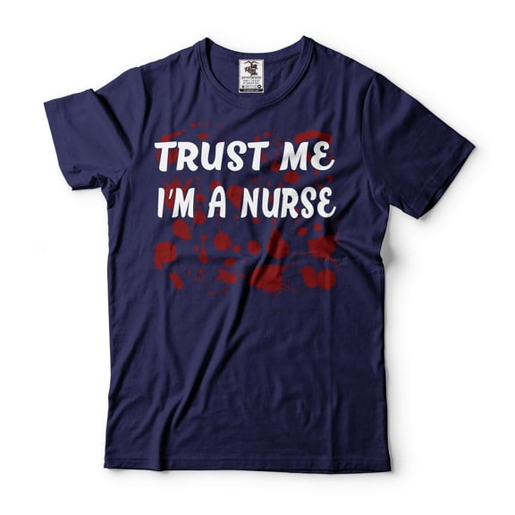 Trust Me I'm A Nurse Shirt Nurse Halloween Costume Halloween Gifts Womens Halloween Outfit (4X-Large Navy Blue)