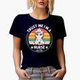 thumbnail image 1 of Trust Me I'm a Nurse with Unicorn, Nursing Profession or Nurses Week, Navy Blue T-Shirt, Small, 1 of 5