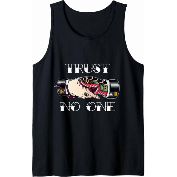 Trust No One Vintage Snake Hand Shake Tank Top Size S-3XL