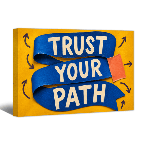 Trust Your Path Canvas Wall Art Inspiring Quote Handcraft Picture Print, Affirming Paper Cutting Artwork Positive Modern Painting for Home Living Room Bedroom Office Decor