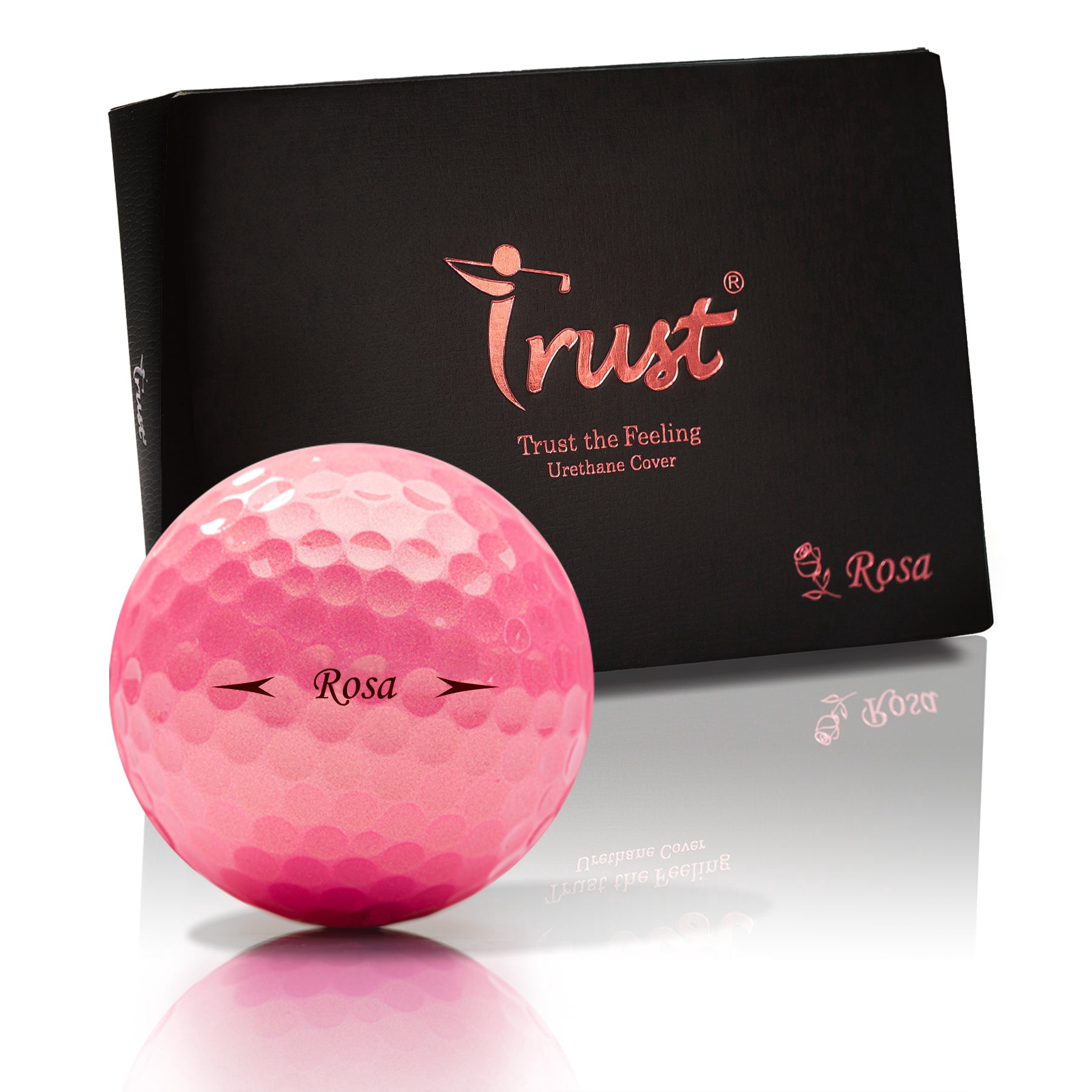 Trust Rosa Golden Pink. Crystal Urethane Cover with Dynamic Core, 3 Piece Golf Ball, Soft Feeling (1 Dozen)