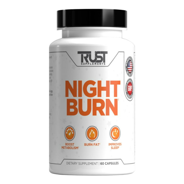 Trust Supplements Night Burn Boost Metabolism, Burn Fat & Improves Sleep,  Dietary Supplement - 60 Capsules