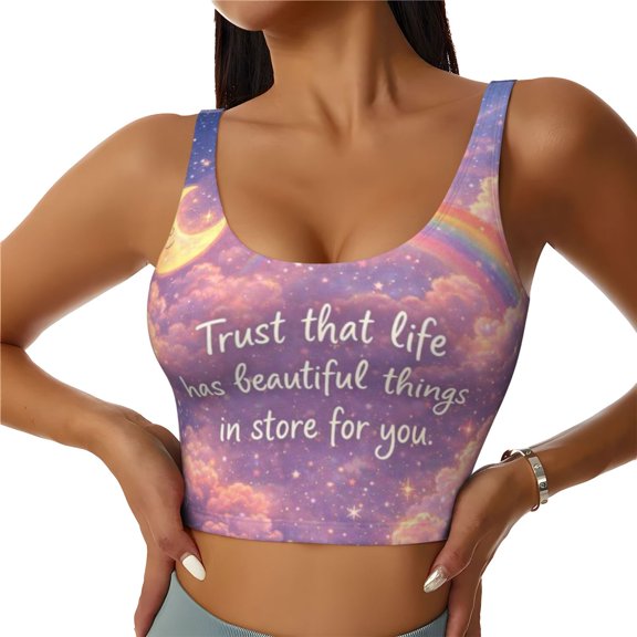 Trust That Life Has Beautiful Things In Store For You Women Sports Vest Yoga Tank Top Gym Crop U Back
