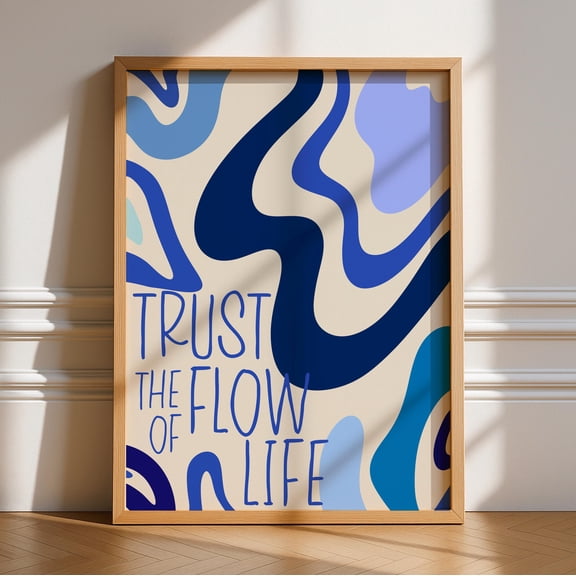 Trust The Flow Of Life Print Art Bold Kitchen Posters Trendy Bright Decor Living Room Typography Quotes Retro Pink Red