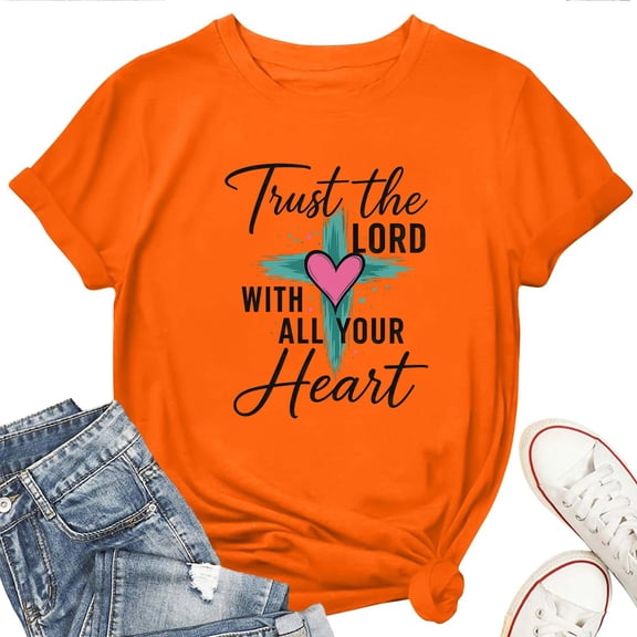 Trust The Lord With All Your Heart Women's T-Shirt – Christian Bible Verse Graphic Tee, Faith-Based Inspirational Proverbs 3:5 Top