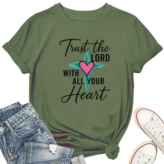 Trust The Lord With All Your Heart Women's T-Shirt – Christian Bible Verse Graphic Tee, Faith-Based Inspirational Proverbs 3:5 Top
