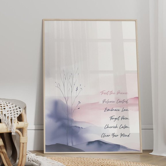 Trust The Process Abstract Wall Art, Wellness Motivational Decor, Unframed Paper Print Size 8x12
