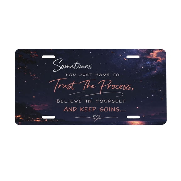 Trust The Process License Plate, Car Front License Plates With 4 Holes, Metal Car Plate,Aluminum Novelty License Plate, 6 * 12 Inches