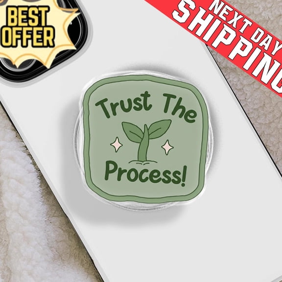 Trust The Process Phone Holder, Sage Green Plant Grip, Cute Motivational Growth Gift, Positive Quote Phone Stand, Nature Lover Gear