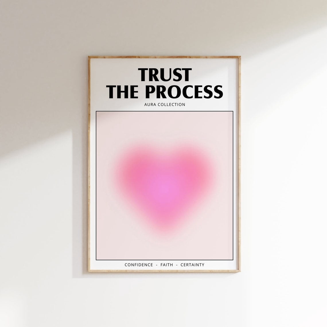 Trust The Process Poster: Pink Aura Heart Wall Art, Motivational Poster ...
