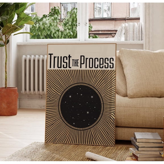 Trust The Process Retro Eye Spiritual Inspirational Typography Poster, Stretched Size 8x12