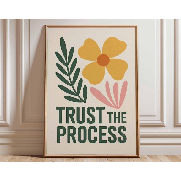 Trust The Process Retro Typography Wall Art Print, Unframed Paper Poster 8x10in