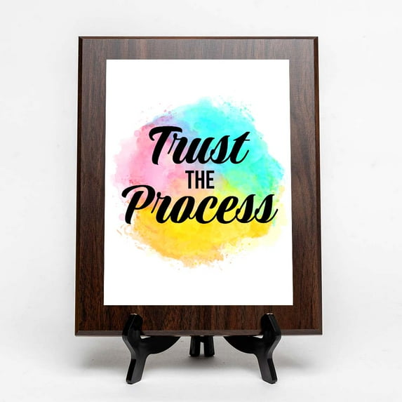 Trust The Process, Wooden Frame 8x10 Decorative Wall Plaque (Full Color) | Positive Affirmation Inspiration Décor