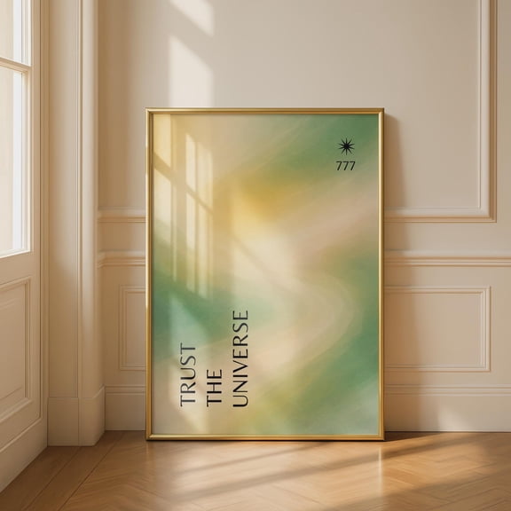 Trust The Universe Aura Wall Art Print Abstract Green And Yellow Home Decor Office Wall Art