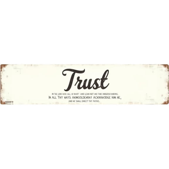 Trust Themed Metal Wall Sign 16x4 Inch Inspirational Home Decor