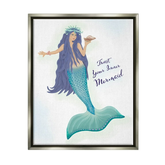 Trust Your Inner Mermaid Phrase Fairy Tales & Fantasy Graphic Art Luster Gray Framed Art Print Wall Art