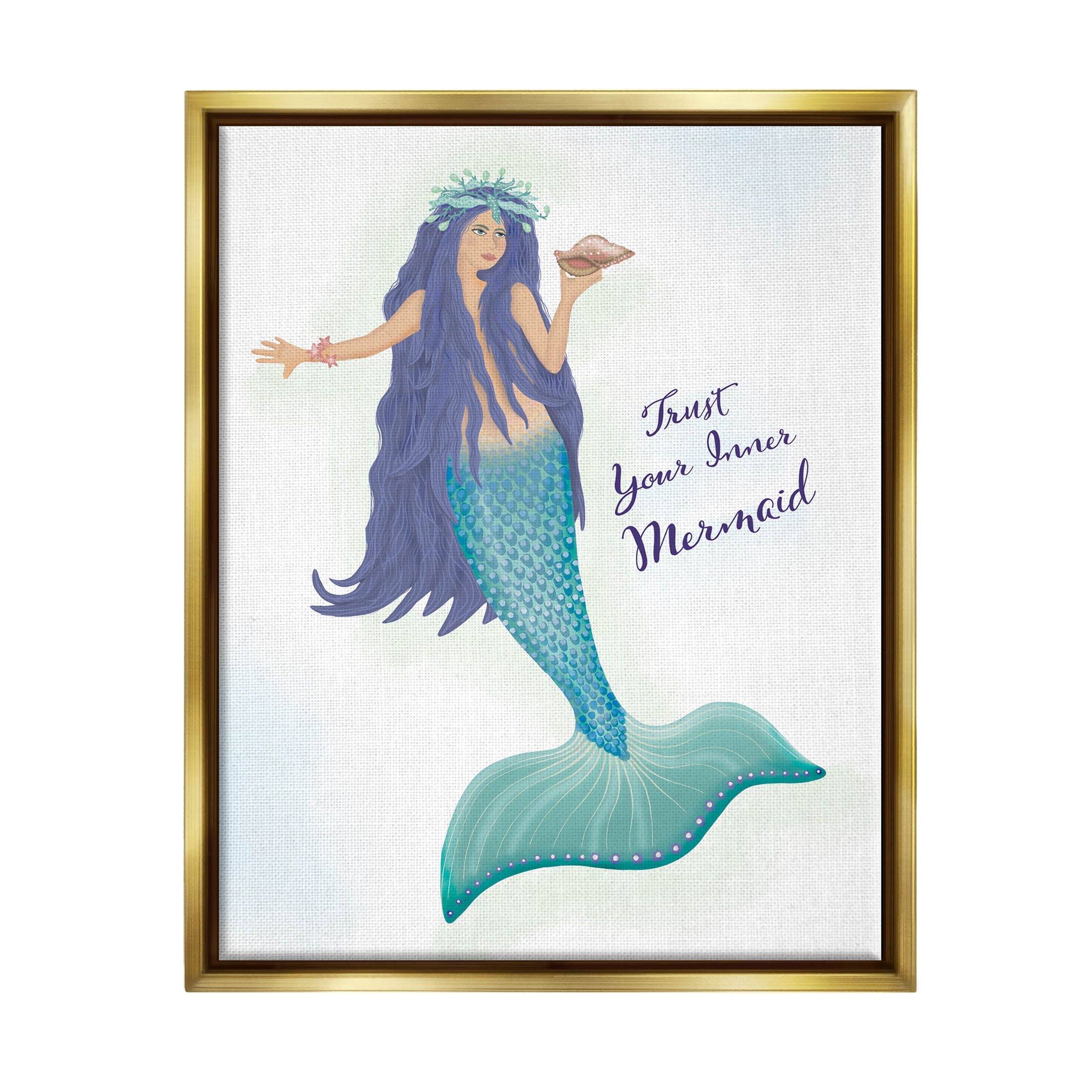 Trust Your Inner Mermaid Phrase Fairy Tales & Fantasy Graphic Art Metallic Gold Framed Art Print Wall Art