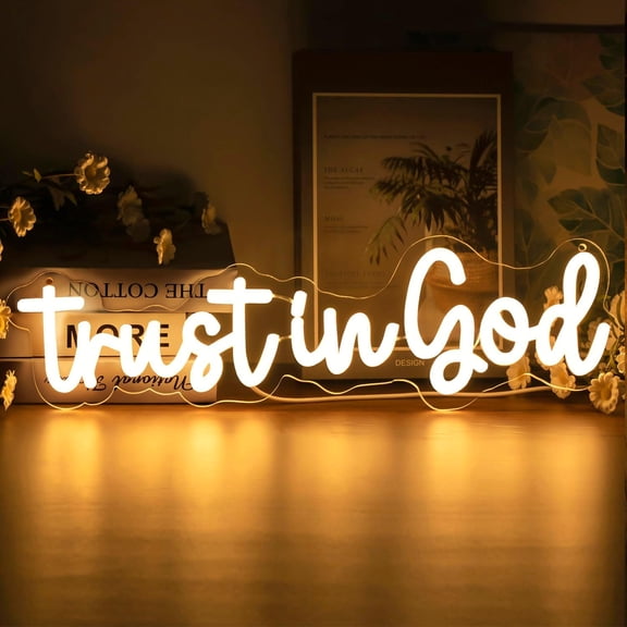 Trust in God Neon Sign Dimmable Neon Signs for Wall Decor Inspirational Signs Light Up Sign for Room Decor Christian Wall Art Room Gifts