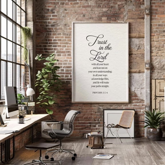 Trust in the Lord Printable – Proverbs 3:5-6 Scripture Wall Art, Christian Home Decor, Bible Verse Print, Minimalist Faith Art 8x10 UNFRAMED