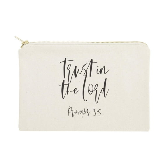 Trust in the Lord, Proverbs 3:5 Cotton Canvas Cosmetic Bag by The Cotton Canvas Co.