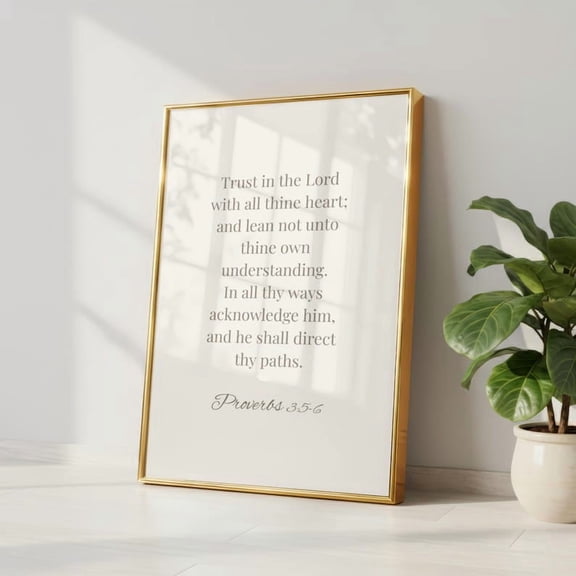Trust in the Lord Scripture Wall Art Printable Christian Bible Verse Decor Proverbs 3:5 Print 8x10 UNFRAMED