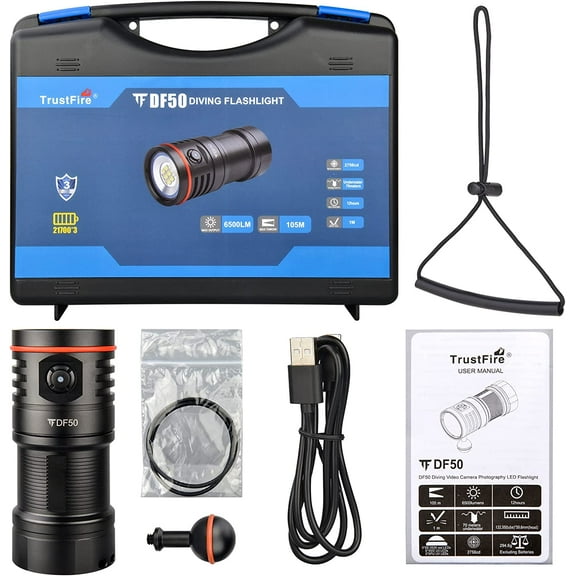 TrustFire DF50 Diving Camera Photography Flashlight,Super Bright with Violet Red White Lights