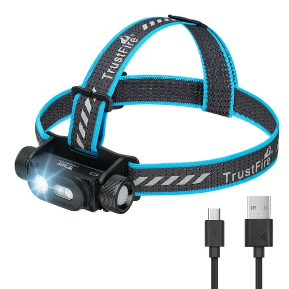 TrustFire H6R Headlamp 1350 Lumens 152 Meters Headlamp Range USB-C Rechargeable Led Flashlight 8 Modes Headlamp with Floodlight, Spotlight, Red Light Red Light Function for Running Fishing Camping